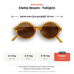 Kietla Woam güneş gözlüğü beden rehberi: Yetişkin, şakak arası yaklaşık 132 mm
