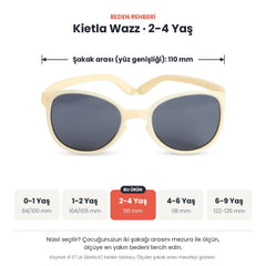 Kietla Wazz güneş gözlüğü beden rehberi: 2-4 Yaş, şakak arası yaklaşık 110 mm