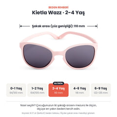 Kietla Wazz güneş gözlüğü beden rehberi: 2-4 Yaş, şakak arası yaklaşık 110 mm