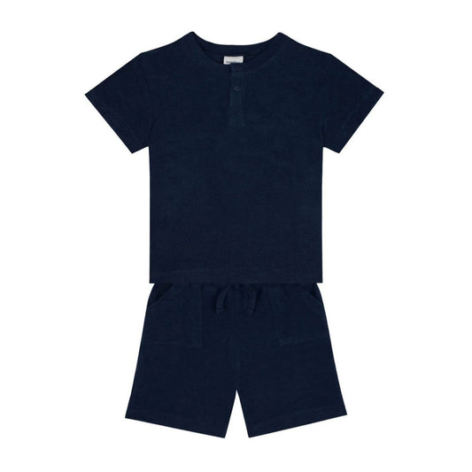 Antebies Lacivert Havlu Şortlu Set