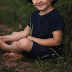 Antebies Lacivert Havlu Şortlu Set