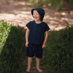 Antebies Lacivert Havlu Şortlu Set