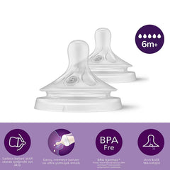 Avent Doğal Tepkili 2'li Biberon Emziği 5 Numara
