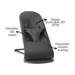 BabyBjörn Woven Jersey Ana Kucağı Üçlü Kumaş Dark Grey