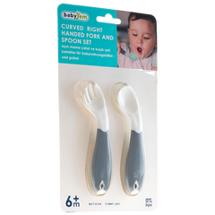 Babyjem Açılı Mama Kaşık Çatal Takımı Gri