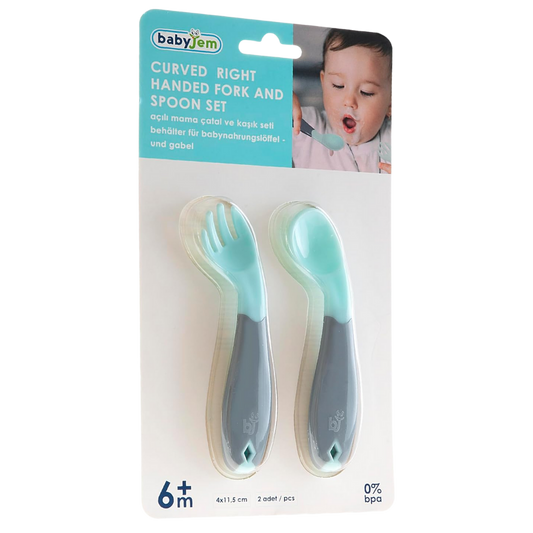 Babyjem Açılı Mama Kaşık Çatal Takımı Yeşil