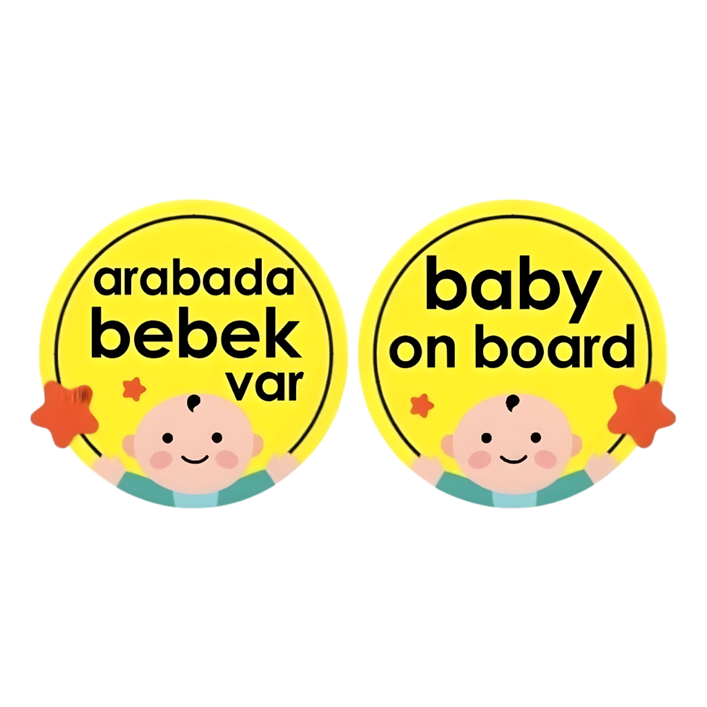Babyjem Araba Cam Yazısı Dikkat Bebek Var Sarı - Welcome Baby