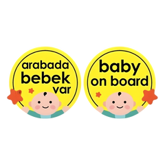 Babyjem Araba Cam Yazısı Dikkat Bebek Var Sarı - Welcome Baby