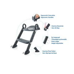 Babyjem Basamaklı Katlanır Klozet Adaptörü Antrasit