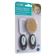 Babyjem Fırça Tarak Seti Doğal Kıl Gri