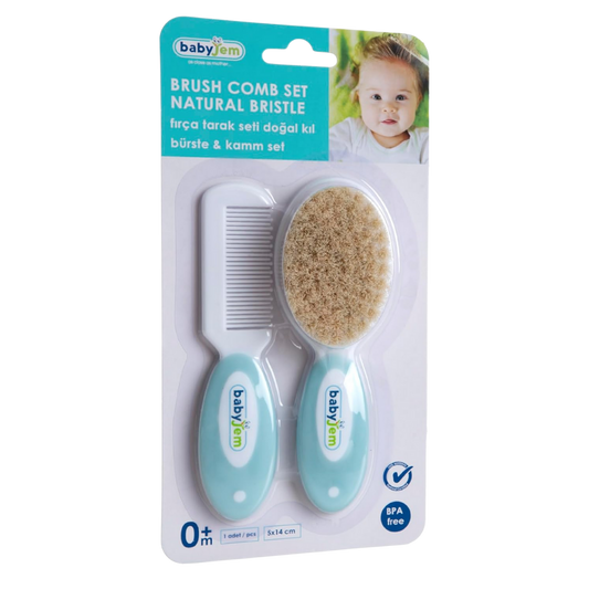 Babyjem Fırça Tarak Seti Doğal Kil Mavi