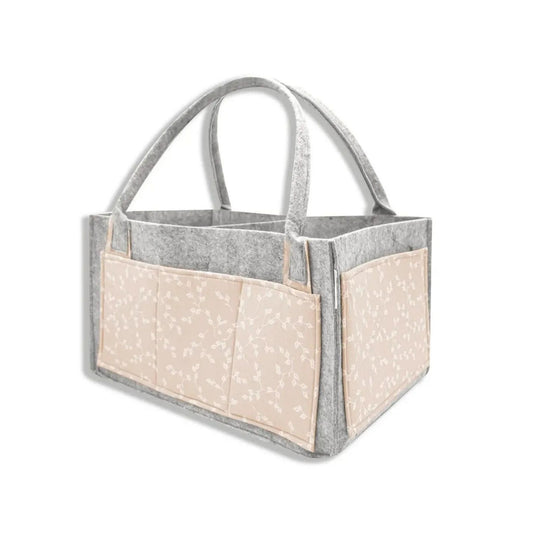 Babyjem Keçe Anne Bebek Bakım Çantası Somon Çiçek