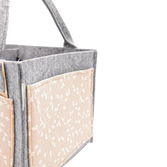 Babyjem Keçe Anne Bebek Bakım Çantası Somon Çiçek