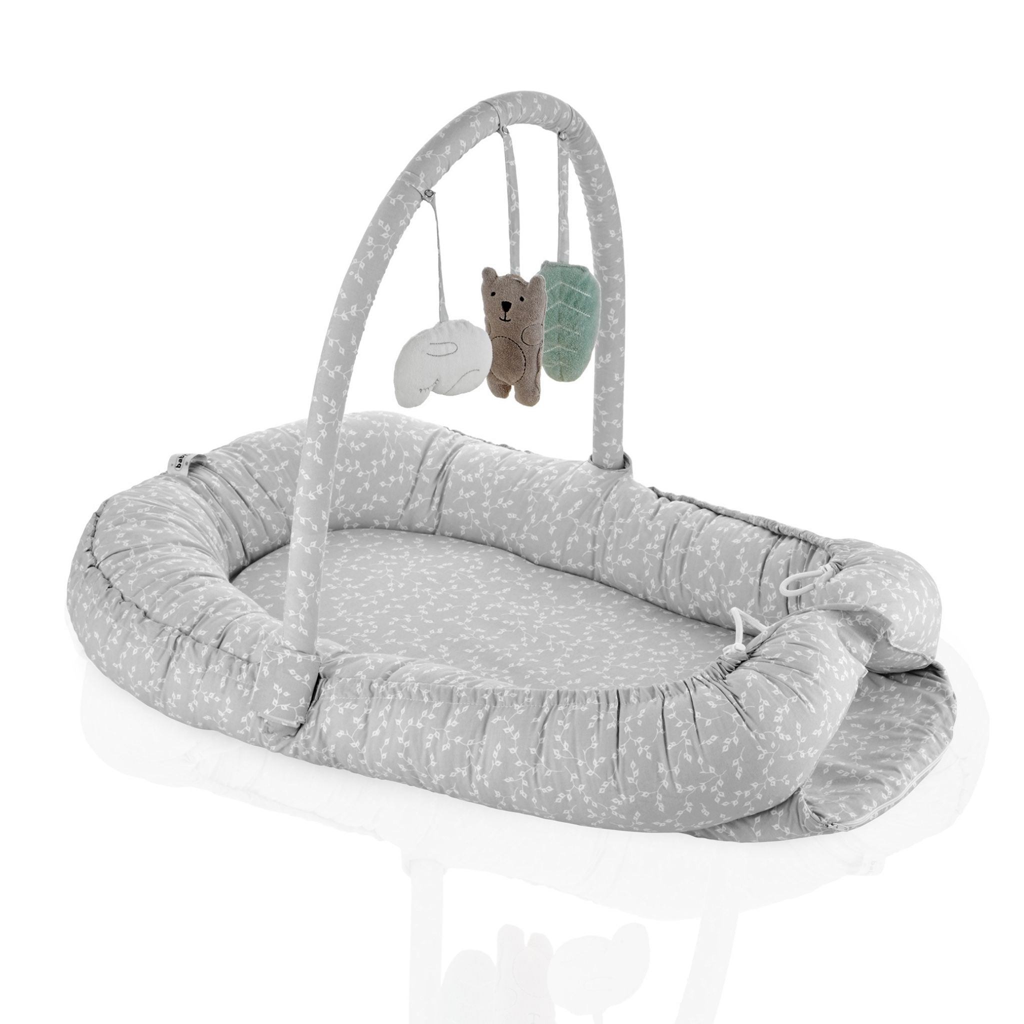 Babyjem Oyuncaklı Anne Baba Yanı Yatağı Gri Çiçek - Welcome Baby