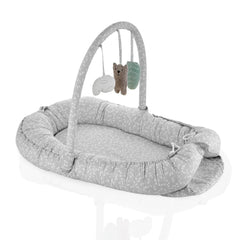 Babyjem Oyuncaklı Anne Baba Yanı Yatağı Gri Çiçek - Welcome Baby