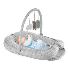 Babyjem Oyuncaklı Anne Baba Yanı Yatağı Gri Çiçek - Welcome Baby