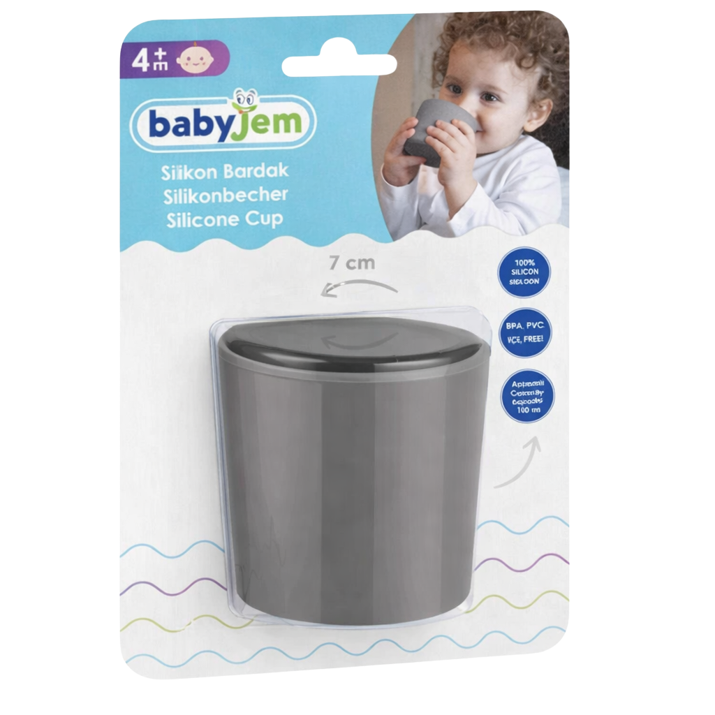 Babyjem Silikon Bardak Gri - Welcome Baby