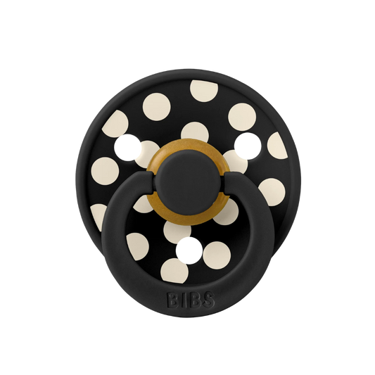 Bibs Studio Colour Round Kauçuk Emzik Polka Big Black Ivory No:2