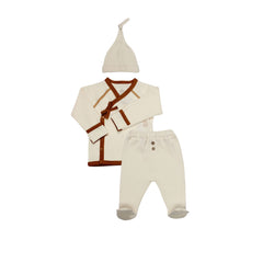 Bistyle Organik 3'lü Zıbın Takım Waffle Natural Style