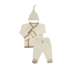 Bistyle Organik 3'lü Zıbın Takım Waffle Natural Style