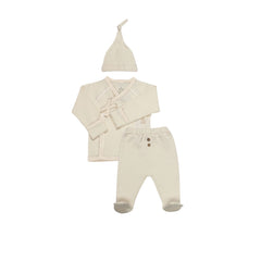 Bistyle Organik 3'lü Zıbın Takım Waffle Natural Style