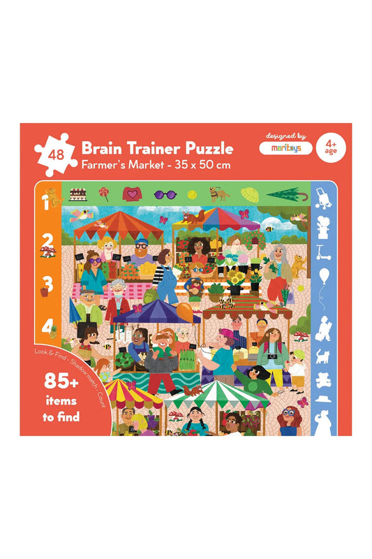 Moritoys Brain Trainer Puzzle: Farmer’s Market 48 Parça Yapboz, Bulma, Sayma ve Eşleştirme Oyunu