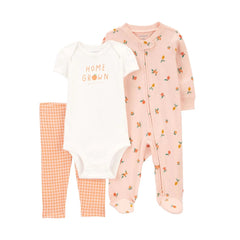 Carter's Layette Kız Bebek Tulum Body Pantolon Set 3'lü Paket