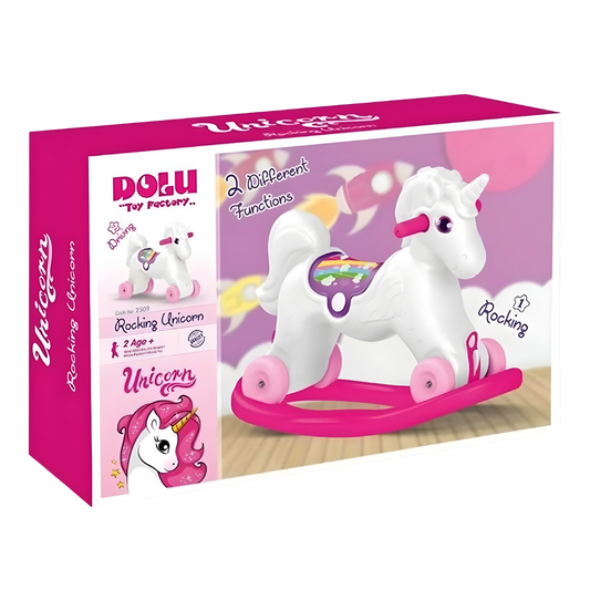 Dolu Unicorn Sallanan Tekerlekli At
