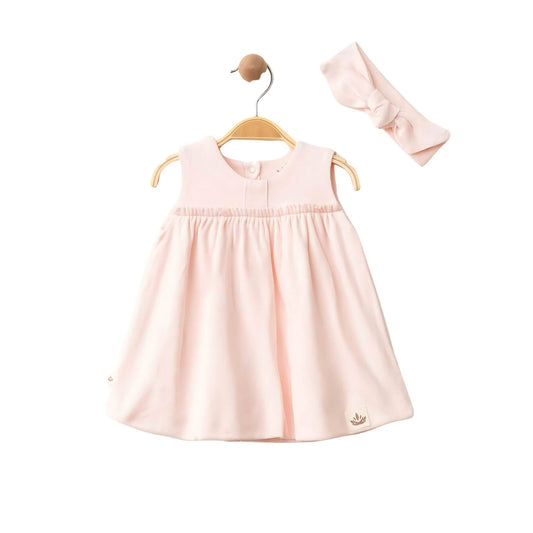 Eslenza Organik Pembe Kız Çocuk Elbisesi