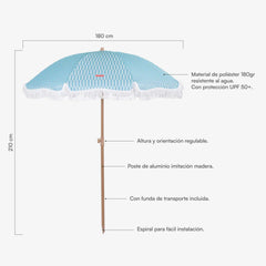 Flamingueo Caramel Plaj ve Bahçe Şemsiyesi Mavi