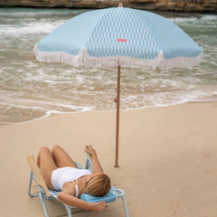 Flamingueo Caramel Plaj ve Bahçe Şemsiyesi Mavi