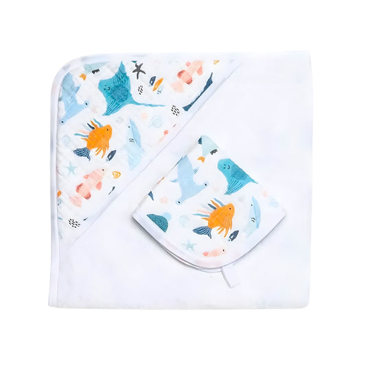 Funna Baby Müslin Havlu Seti Atlantico 75x75/30x30cm