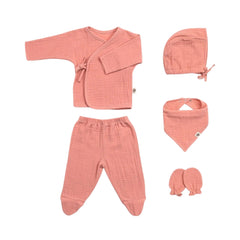 Funna Baby Müslin Yenidoğan Seti 5 Parça Yavruağzı