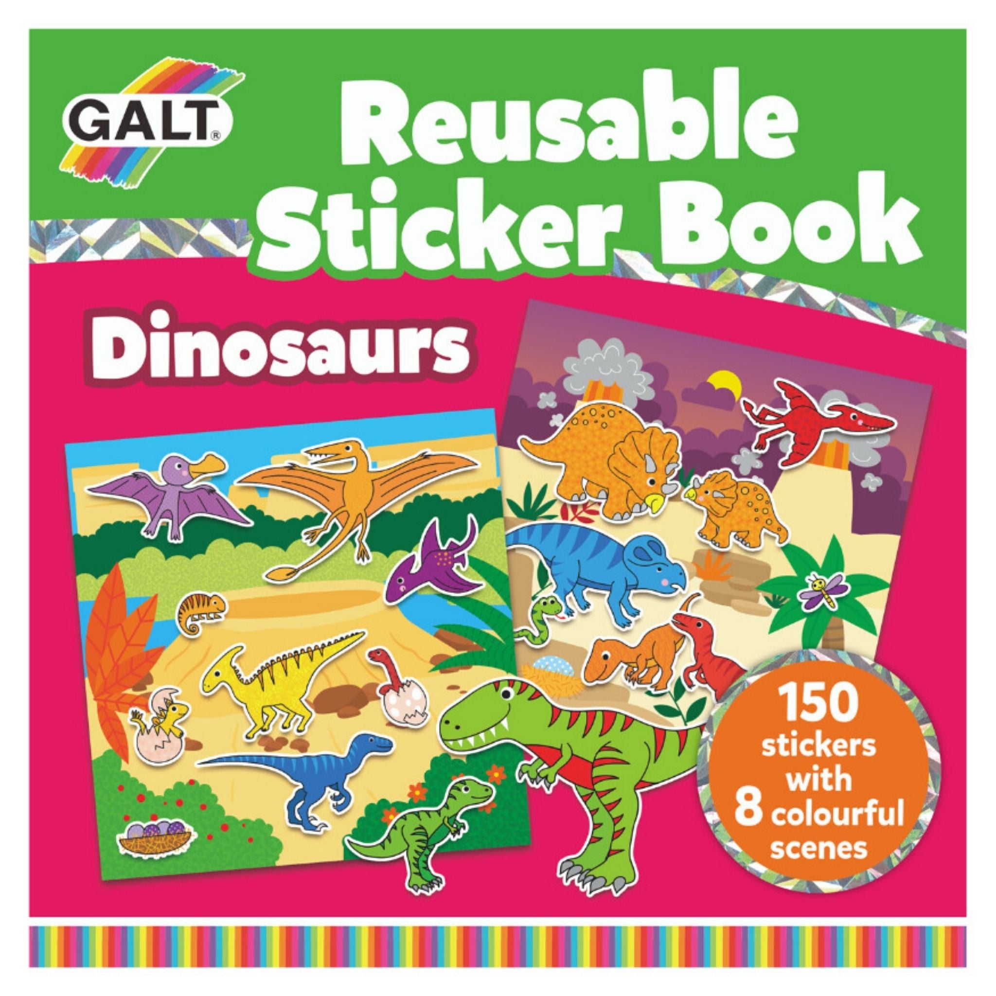 Galt Reusable Sticker Book Dinosaurs 3 Yaş+ - Welcome Baby