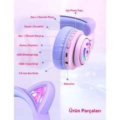 iClever BTH13 Kedi Kulaklı Çocuk Bluetooth Kulaklığı