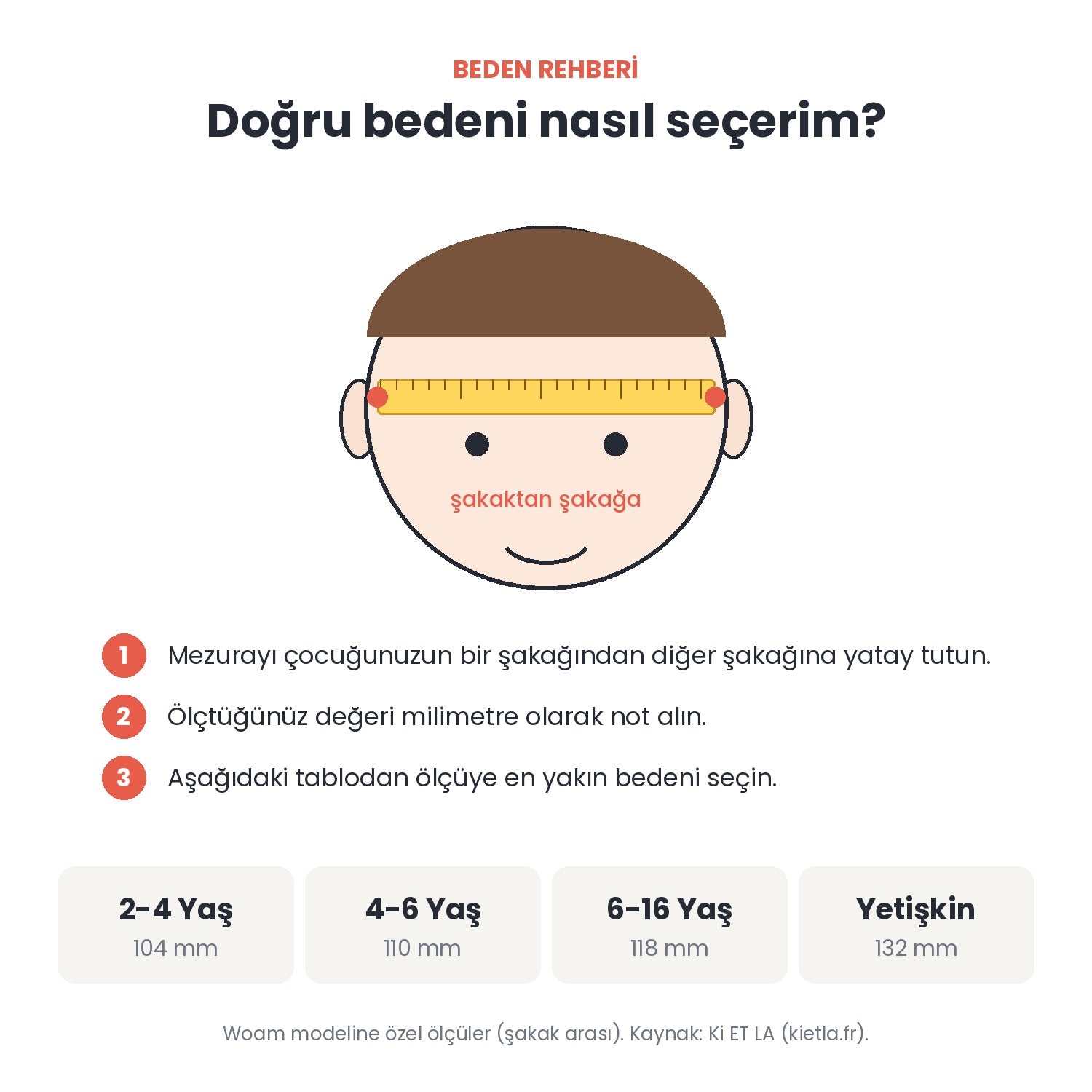 Kietla Woam güneş gözlüğü beden rehberi: doğru beden nasıl seçilir