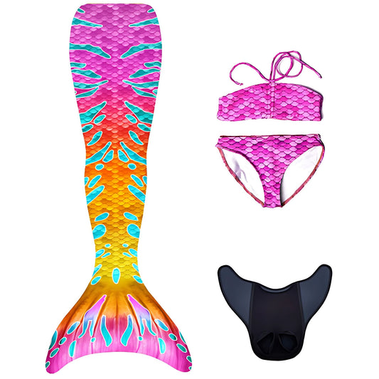 Kuaki Mermaids Deniz Kızı 4'lü Takım Bikini Kostüm Seti Malibu