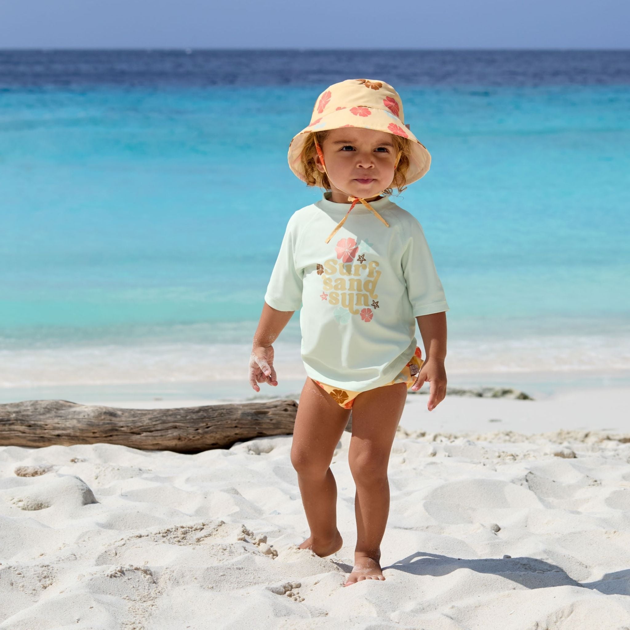 Lassig Bucket Hat Flowers UV Korumalı Şapka Vanilla