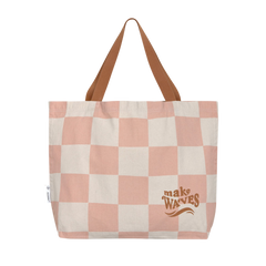 Lassig Plaj Çantası GOTS Check Pattern Peach Sea Salt