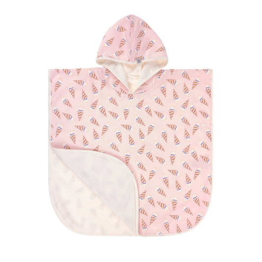 Lassig UV Korumalı Plaj Çocuk Panço Ice Cream Pale Pink