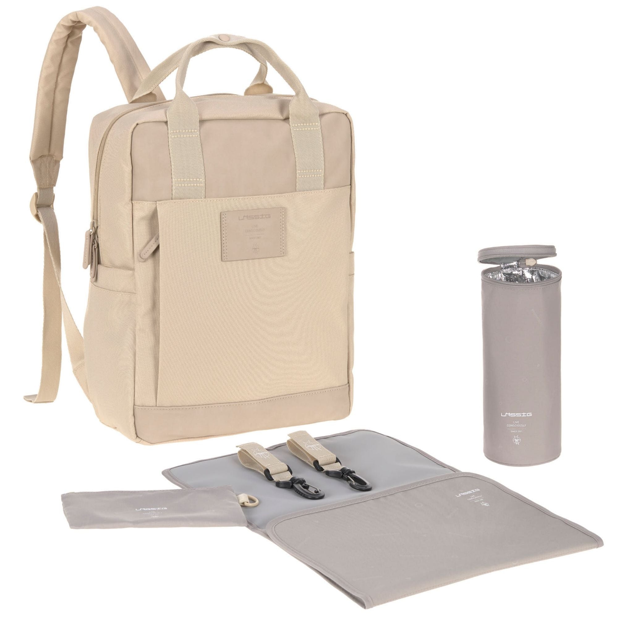 Lassig Vividal Bebek Bakım Sırt Çantası Krem 4