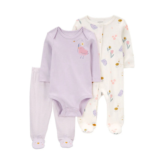 Carter's Layette Kız Bebek Tulum Body Pantolon 3’lü Set