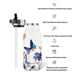 Les Artistes Paris Isı Yalıtımlı Çelik Termos 1000ml Floral Butterfly