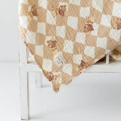 Mama Yoyo Ayıcık Müslin Organik Bebek Battaniyesi Mama Önlüğü Hediyeli