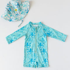 Mama Yoyo Fermuarlı Erkek Çocuk Ahtapot Desenli Mayo