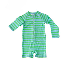 Mama Yoyo Fermuarlı Erkek Çocuk Çizgi Desenli Mayo