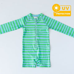 Mama Yoyo Fermuarlı Erkek Çocuk Çizgi Desenli Mayo