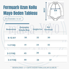 Mama Yoyo Fermuarlı Uzun Kollu Alttan Çıtçıtlı Gökkuşağı Desenli Mayo