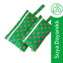 Mama Yoyo Kalp Desenli Kirli Islak Çanta Seti