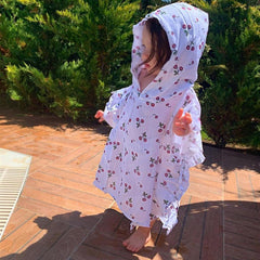 Mama Yoyo Fırfırlı Kiraz Müslin Panço